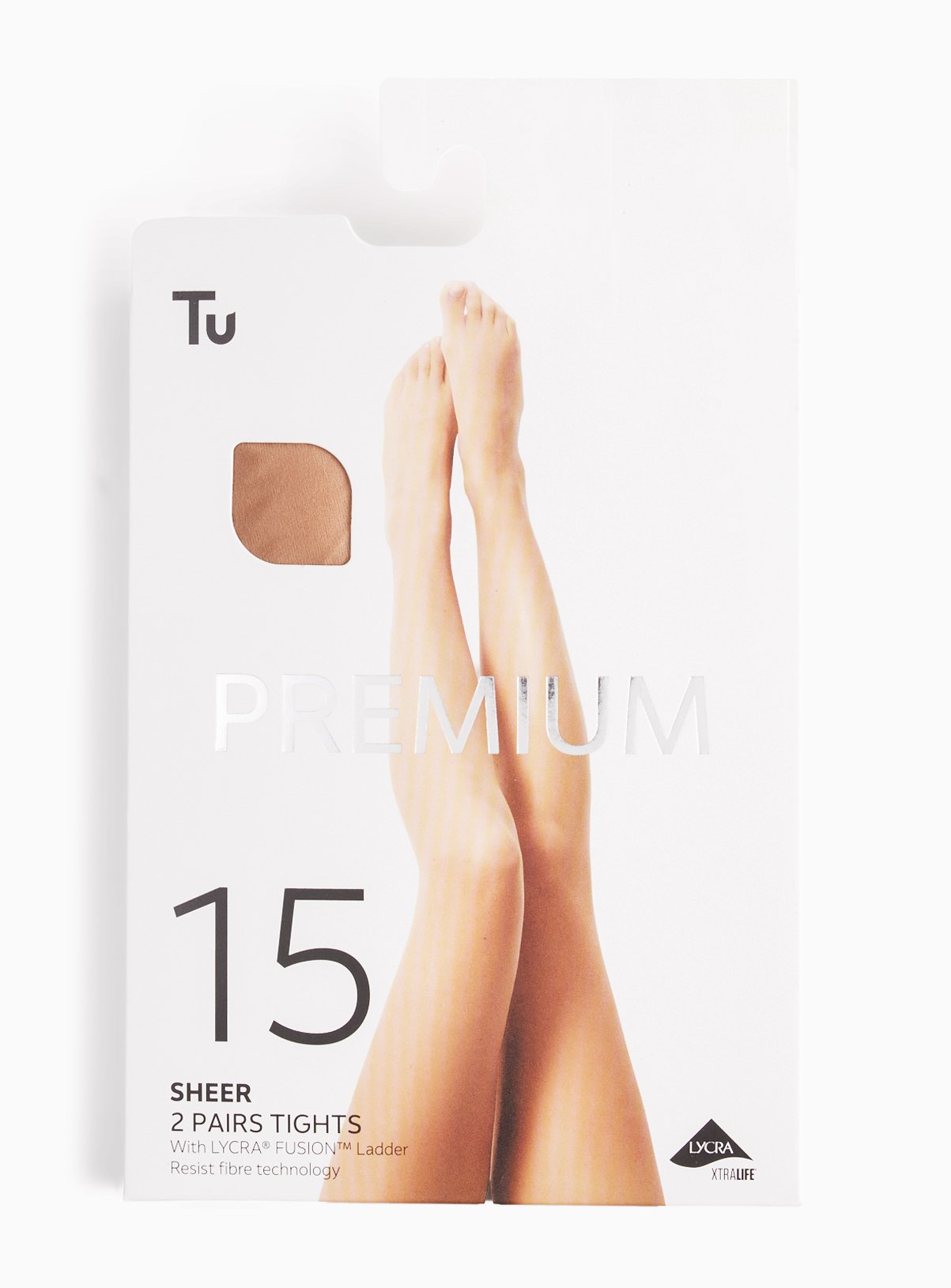 15 Denier Nude 1 Premium Sheer Tights 2 Pack M - Image 1 thumbnail